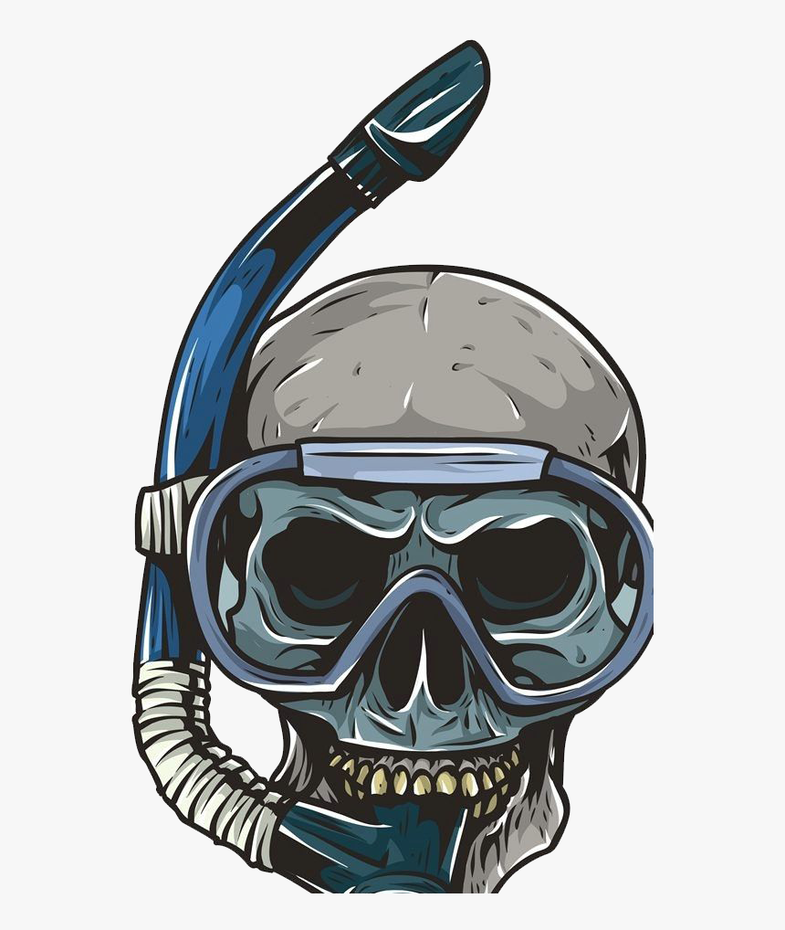 Underwater Skeleton Skull Mask Diver Diving Scuba Clipart - Skull With Scuba Mask, HD Png Download, Free Download