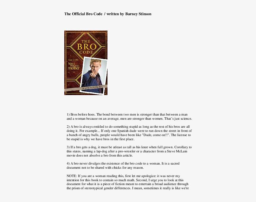 Bro Code, HD Png Download, Free Download