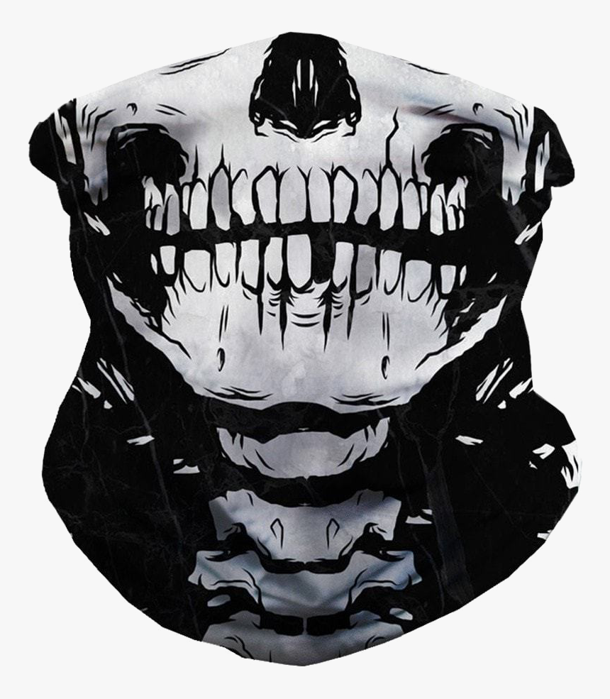 And White,neck,t Shirt,personal Protective Cap - Skull Bandana Mask, HD Png Download, Free Download