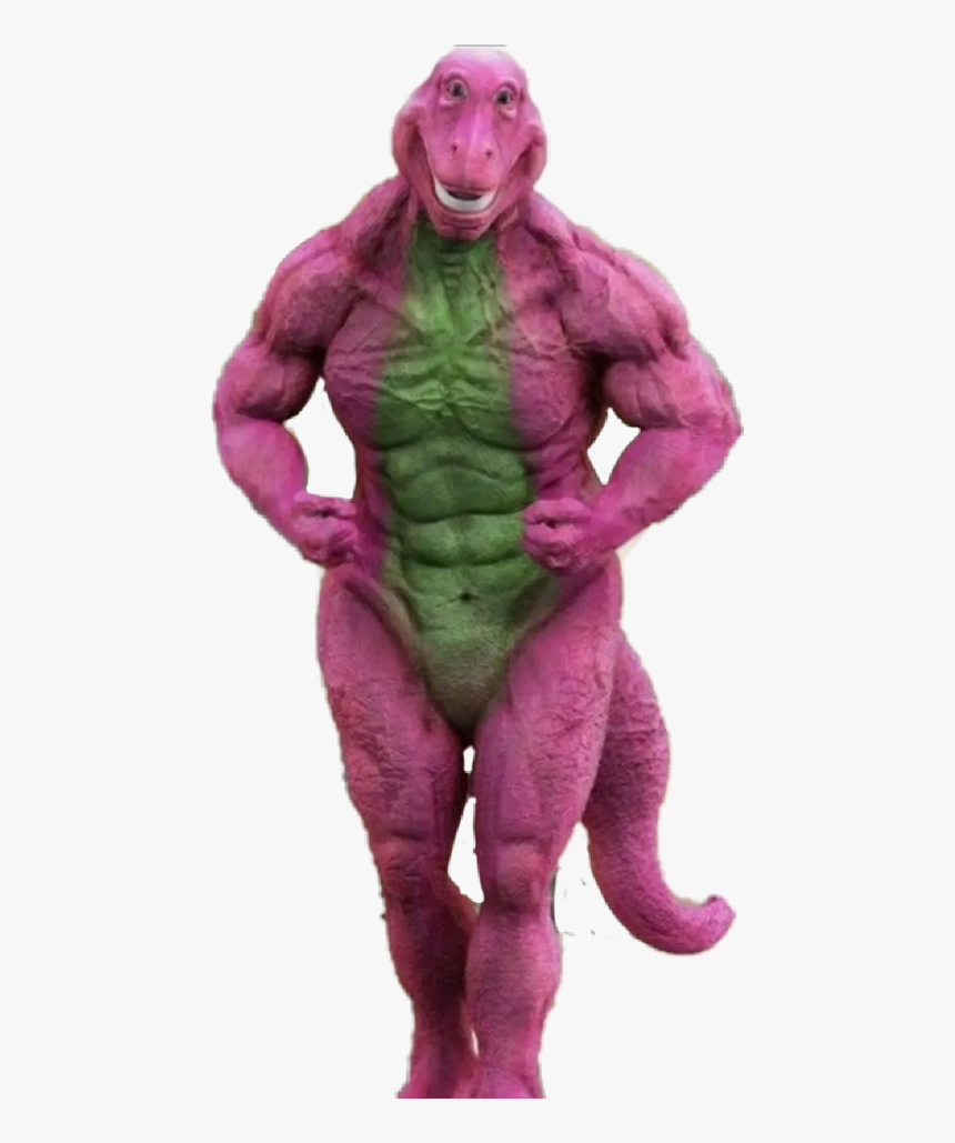 Barneythedinosaur Barney Kids Purple Green Freetoedit - Buff Barney Meme, HD Png Download, Free Download