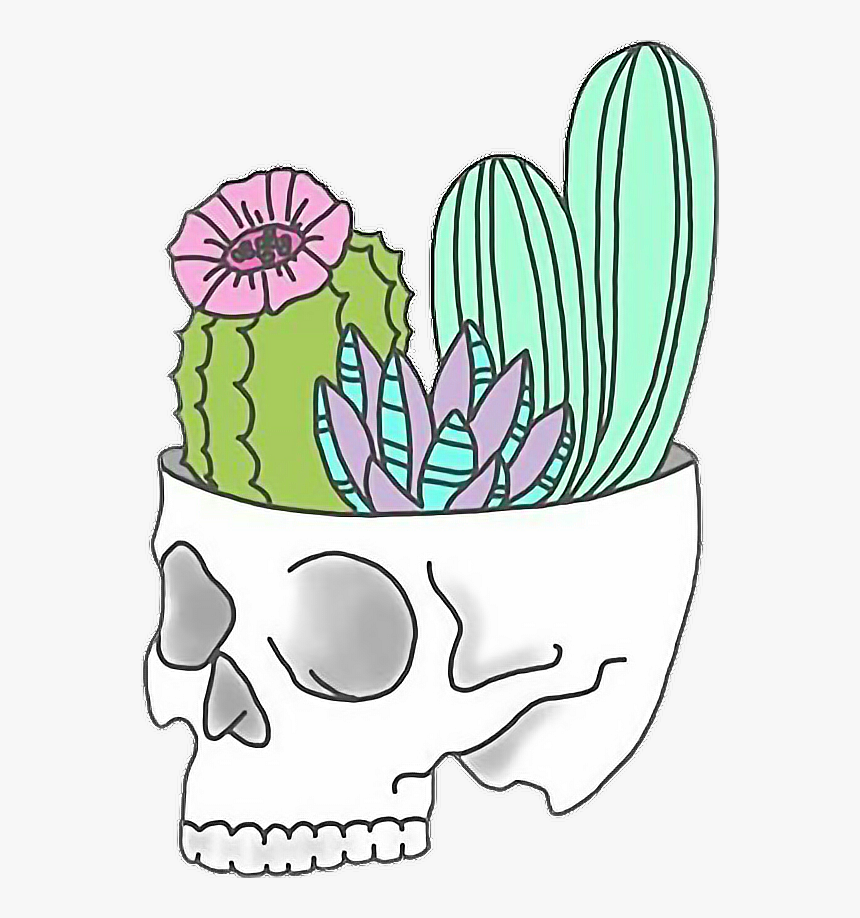 Skull Cactus Tumblr Sticker Karla Ctm Png Freetoedit - Cactus Tumblr Png, Transparent Png, Free Download