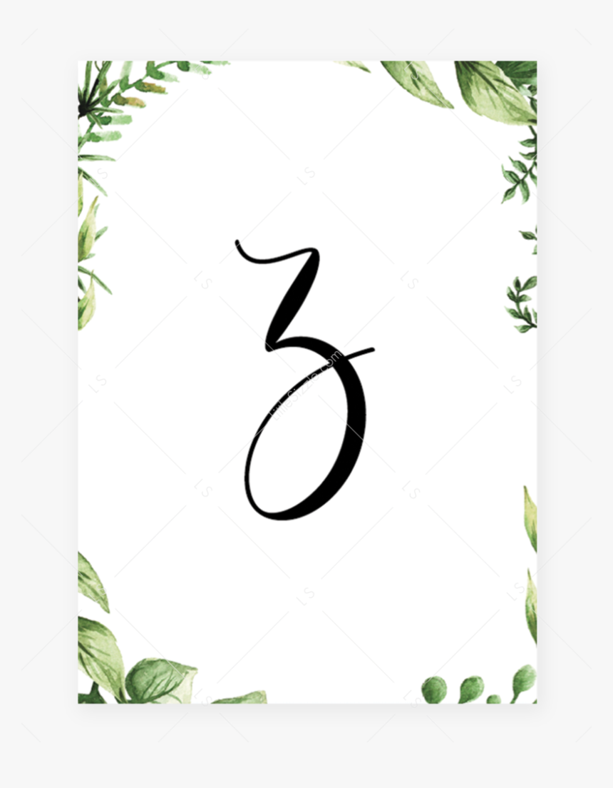 Printable Greenery Table Numbers By Littlesizzle, HD Png Download, Free Download