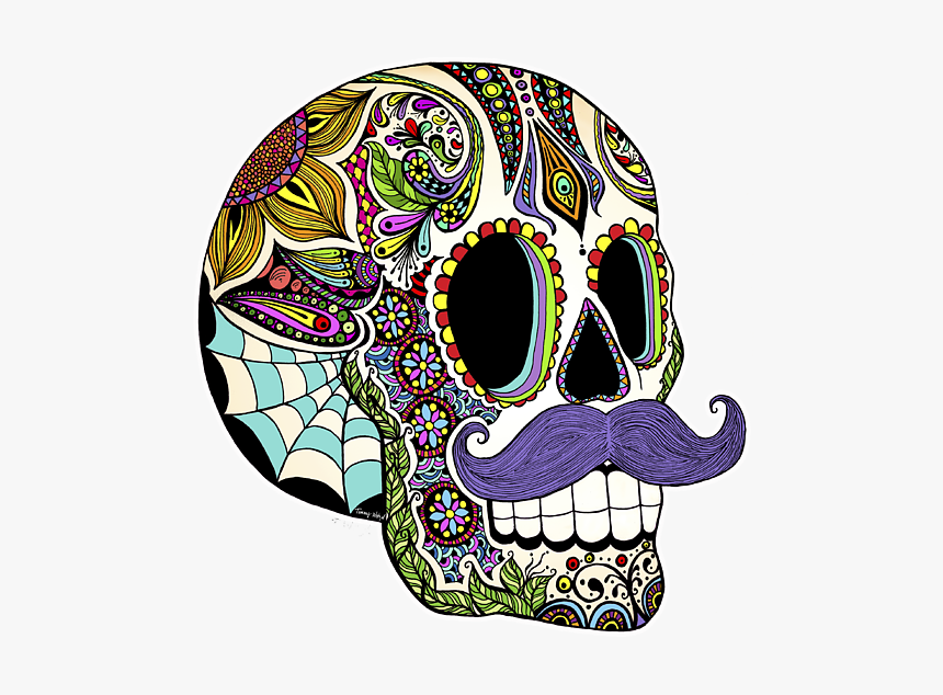 Sugar Skull With Mustache, HD Png Download, Free Download