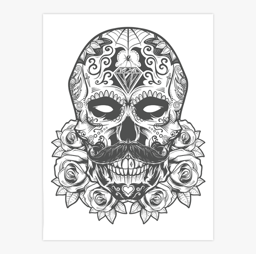 Debonair Sugar Skull Screen Print - Tumblr, HD Png Download, Free Download