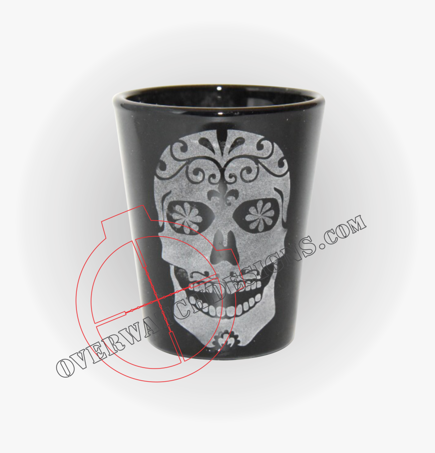 Sugar Skull Shot Glass Black - Skull, HD Png Download, Free Download