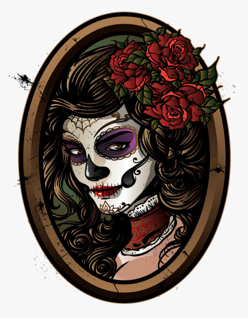 Transparent Skull Frame Png - Sugar Skull Lady Vector, Png Download, Free Download