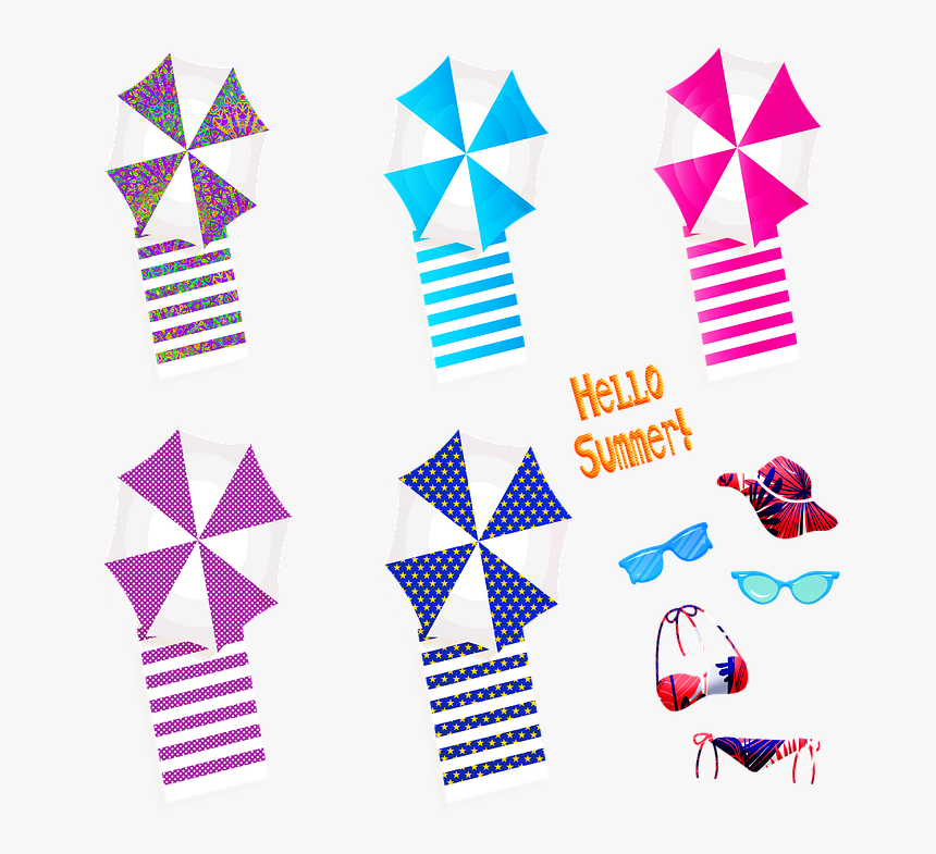 Aerial View Umbrella Beach Towel Umbrella Beach Clipart, HD Png Download, Free Download