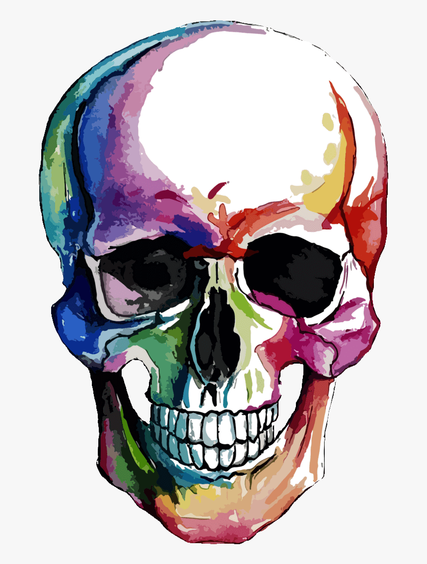 Sugar Skull Tattoo Watercolor , Png Download - Watercolour Sugar Skull Png, Transparent Png, Free Download