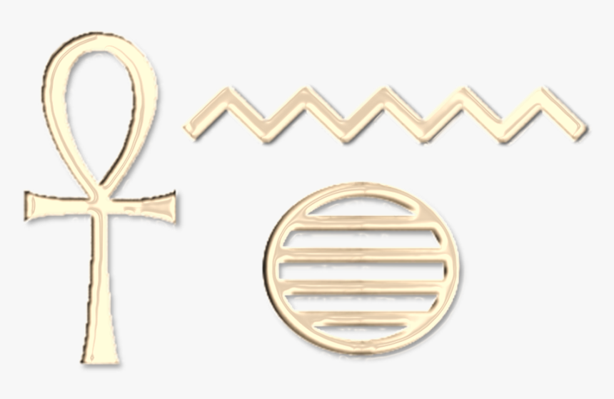 Golden Ankh With The Symbol For Water And The Circle - Zig Zag Ancient Egyption Symbols, HD Png Download, Free Download