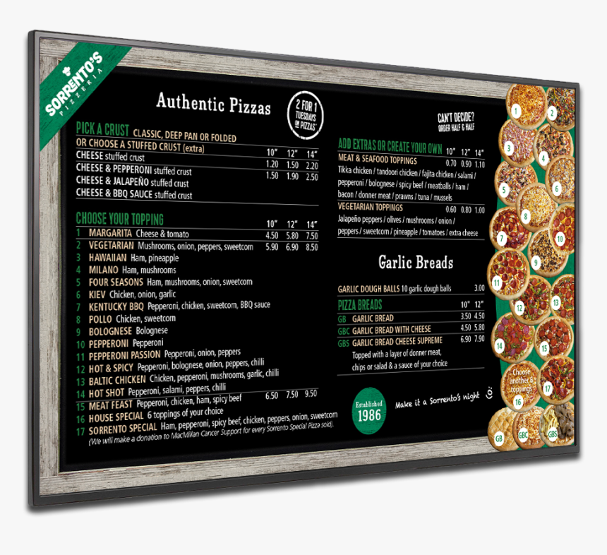 Sorrentos Menu Board - Multimedia Software, HD Png Download, Free Download