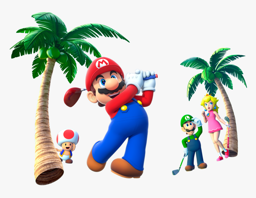 Mario Golfing Among Palm Trees With Luigi, Peach, And - Mario Golf World Tour Mario, HD Png Download, Free Download