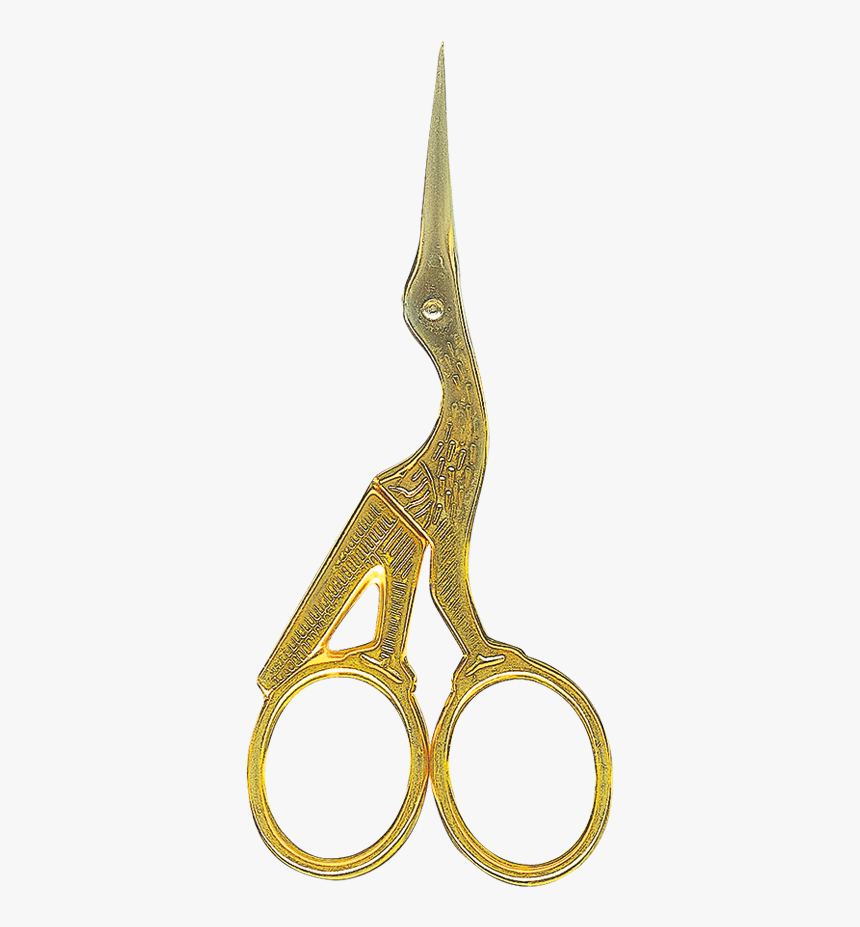 Double Curved Embroidery Scissors Stork Shaped Gold - Illustration, HD Png Download, Free Download