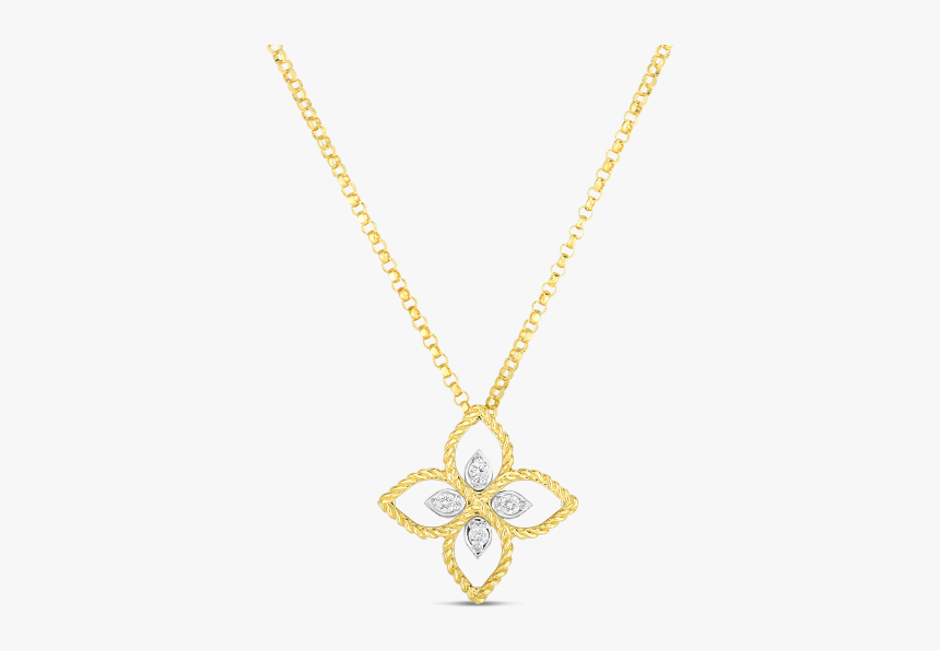 Roberto Coin Principessa 18k Gold Flower Diamond Necklace - Pendant, HD ...