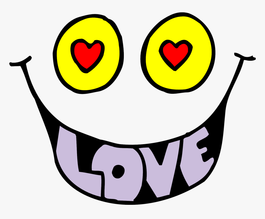 Googly Eyes And A Smile With Protruding Tongue Cartoon - Black And White Valentines Day, HD Png Download, Free Download