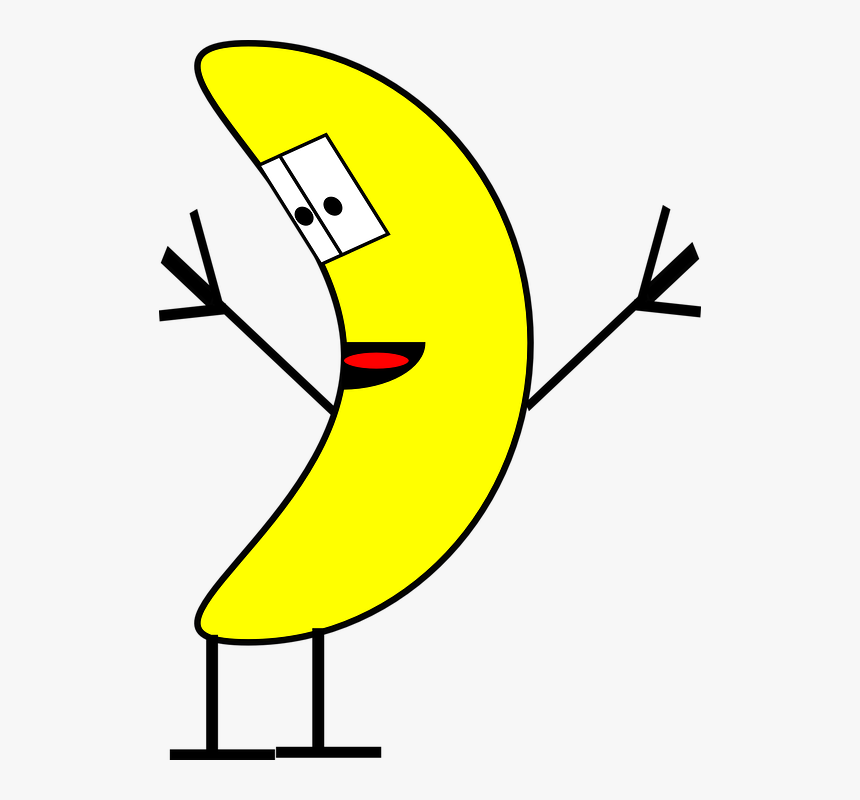 Banana, Cartoon, Happy, Dancing, Yellow - Banana Person Clip Art, HD Png Download, Free Download