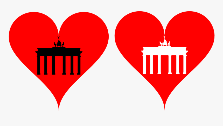 Love, Heart, Brandenburg Gate, Red, White, Black, HD Png Download, Free Download