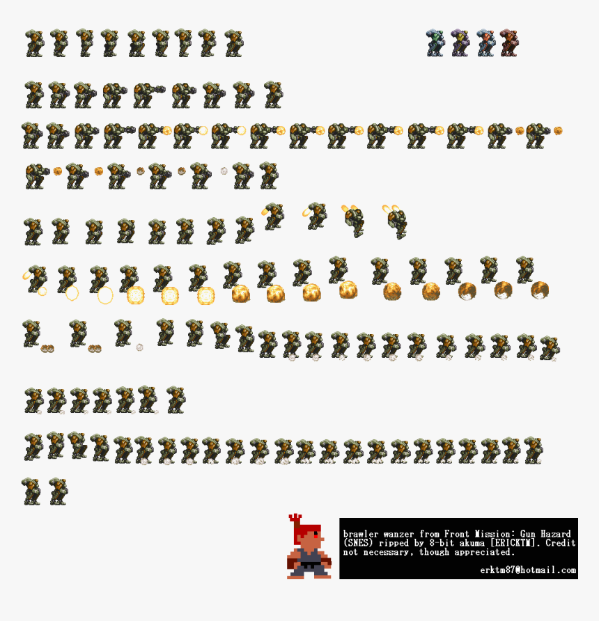 Transparent 8 Bit Fire Png - Man With Gun Sprite Sheet, Png Download, Free Download