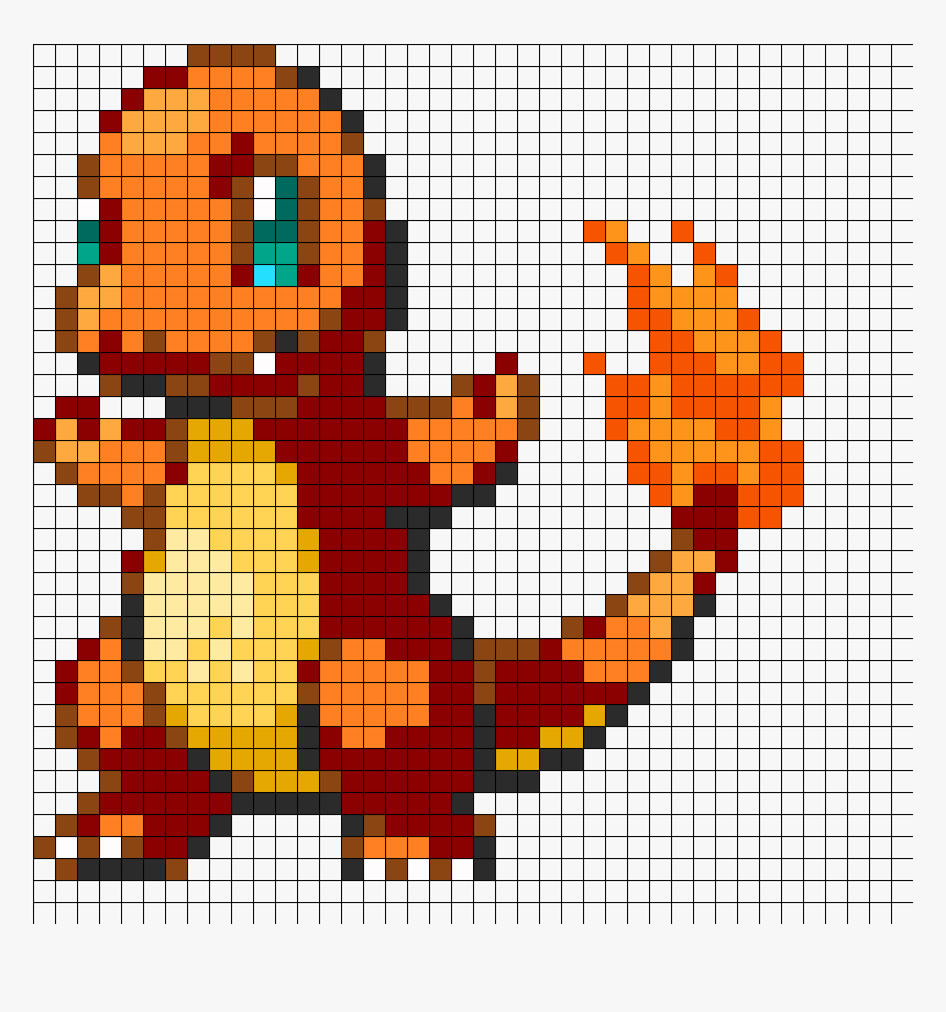 Pokemon Charmander Fuse Bead Perler Pattern Perler - Charmander Pixel Art, HD Png Download, Free Download