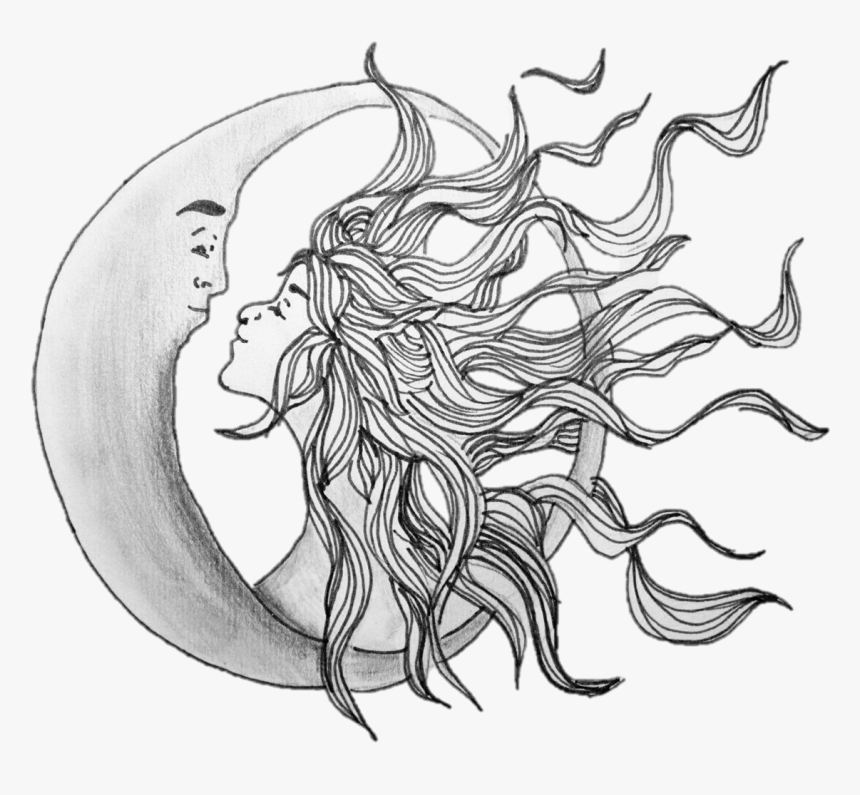 Pretty Sun And Moon Illustration - Sun And Moon Png, Transparent Png, Free Download