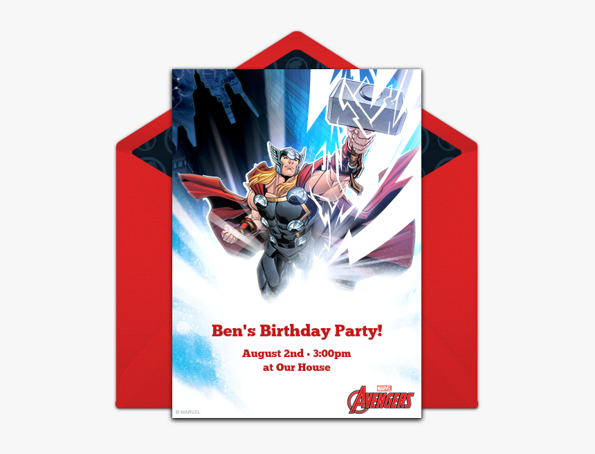 Thor Avengers Birthday Invitation, HD Png Download, Free Download