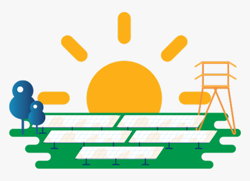 Illustration Of Sun Setting Behind Solar Panels And - Farm Solar Png, Transparent Png, Free Download