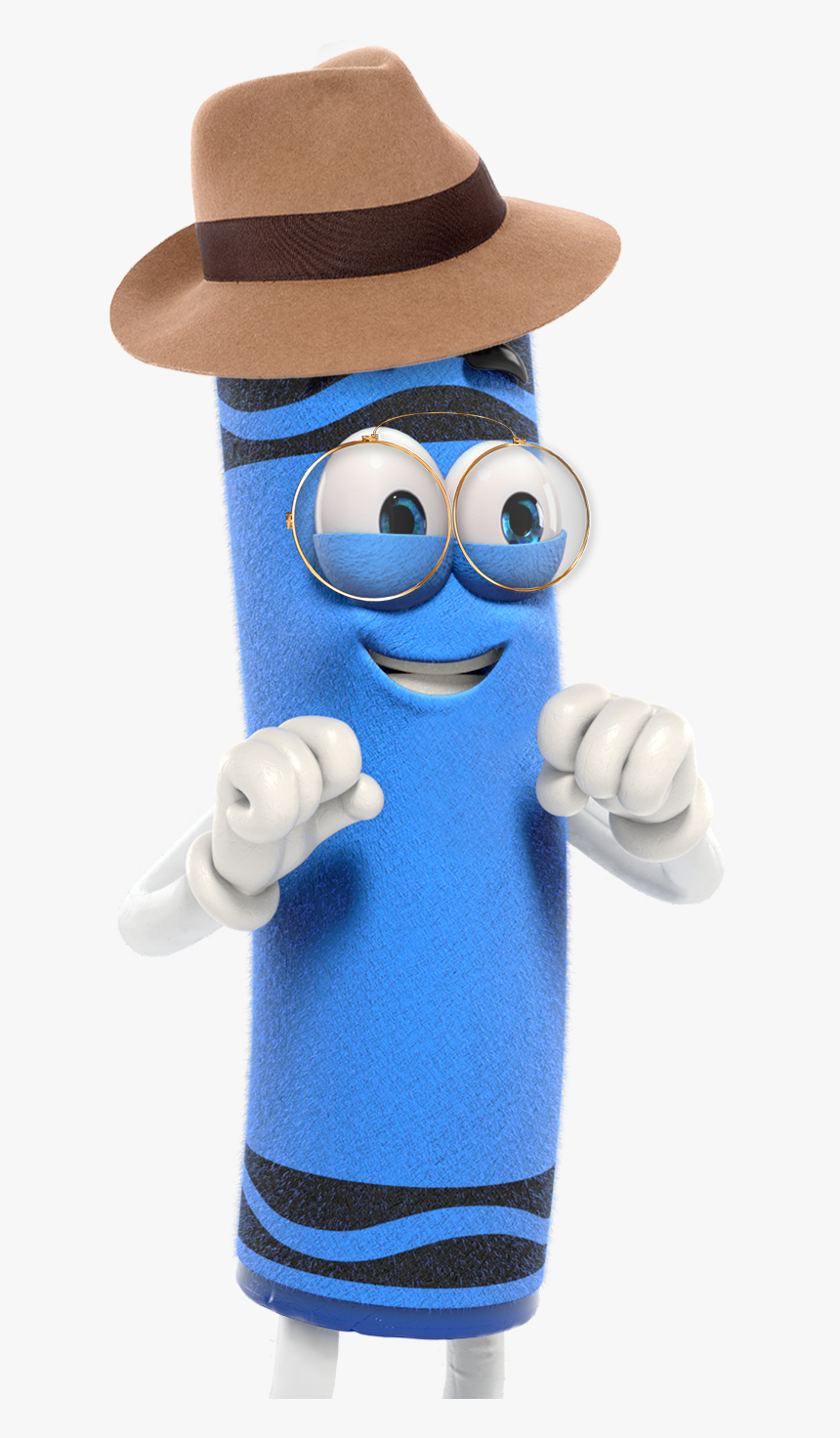 Blue Crayon Cartoon Character In A Brown Hat - Crayola Experience Crayon Logo Clipart, HD Png Download, Free Download