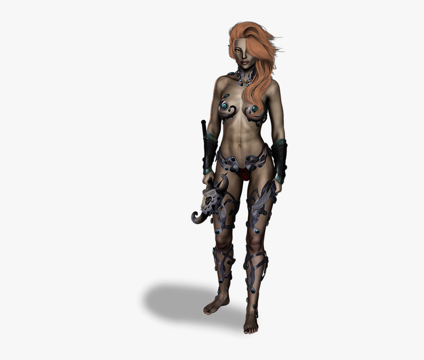 Warrior, Dark Elf, Elf, Female, Woman, Knife, Magic - Dark Elf Female Warrior, HD Png Download, Free Download