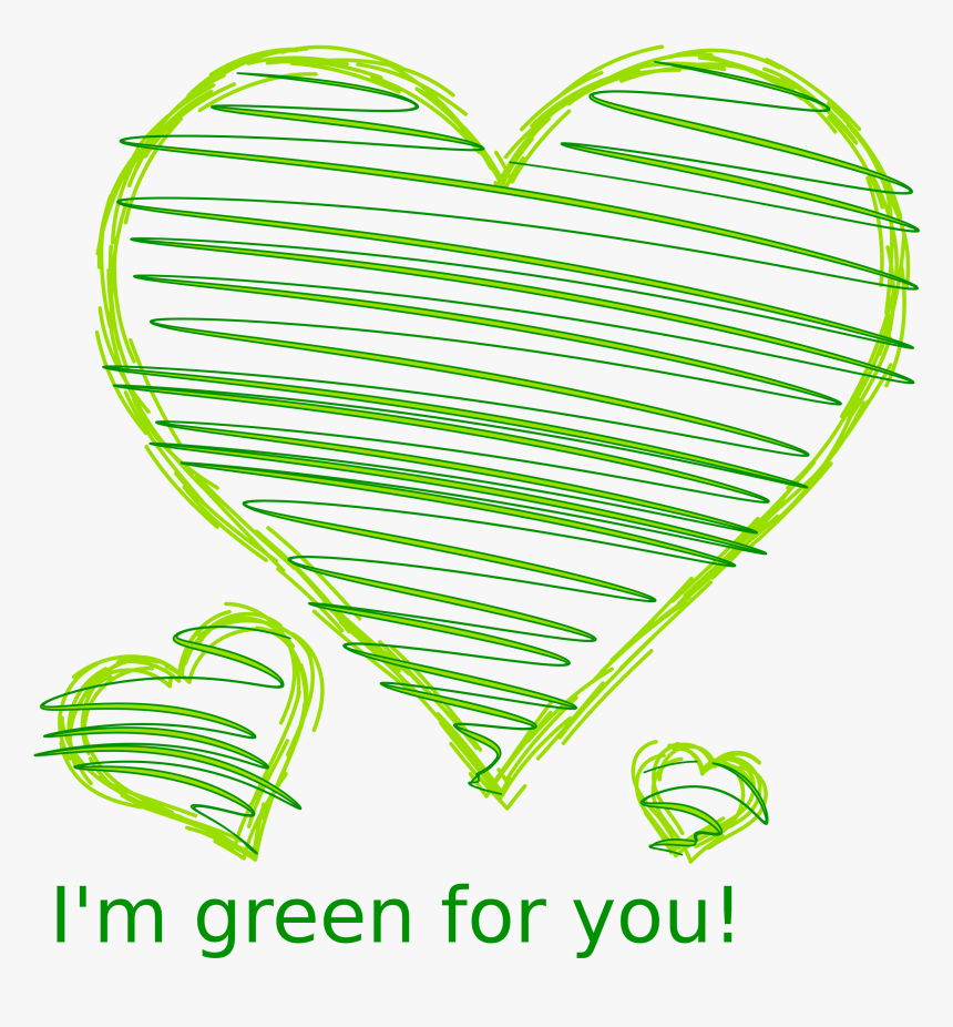 Crayon Vector Row - Green Love Heart Drawing, HD Png Download, Free Download