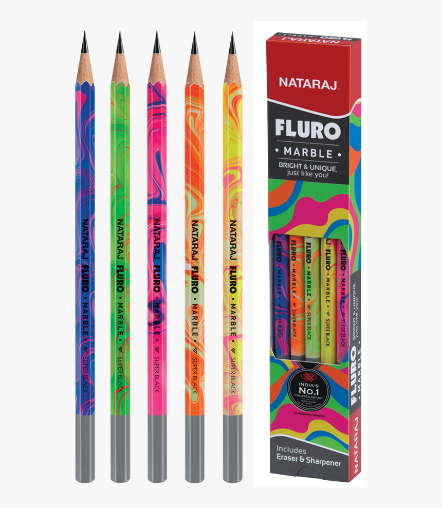Nataraj Fluro Marble Pencil, HD Png Download, Free Download