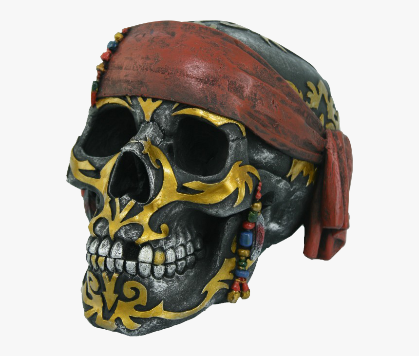 Gold Tattoo Pirate Skull Statue - Skull, HD Png Download, Free Download