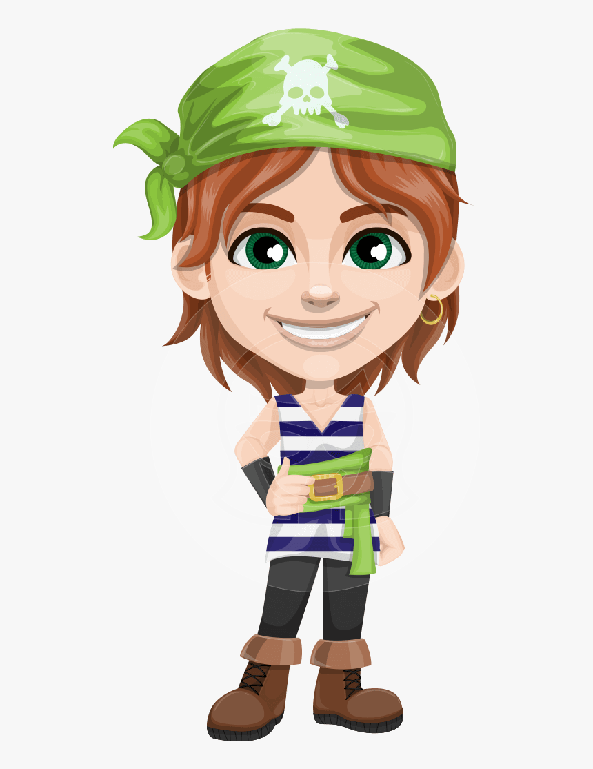 Little Pirate Kid Cartoon Vector Character Aka Eddie - Pirate With Eye Patch And Parrot, HD Png Download, Free Download