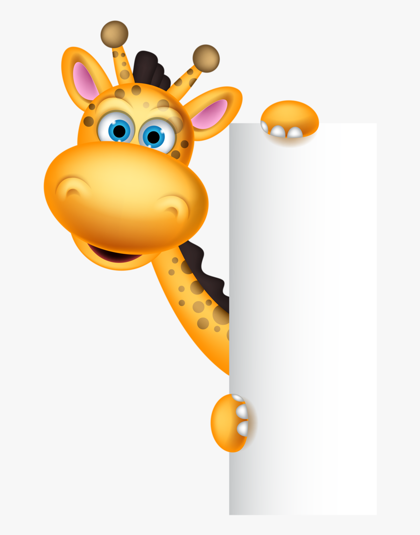 Illustration Of Cute Giraffe Cartoon With Blank Sign - Giraffe Craft Clipart, HD Png Download, Free Download