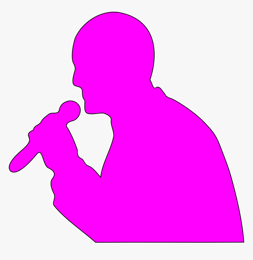 Pink Cartoon Silhouette Of A Girl Singing Into Microphone - Microphone Clip Art, HD Png Download, Free Download