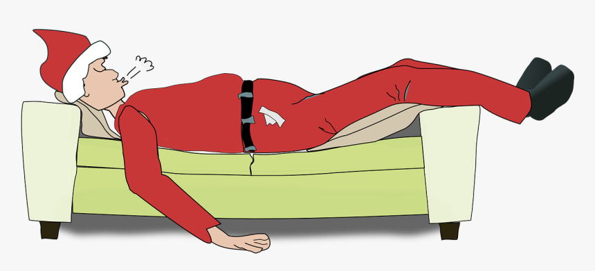Nap Sleeping Sofa Tired Couch Christmas Outfit - Santa Sleeping Clipart, HD Png Download, Free Download