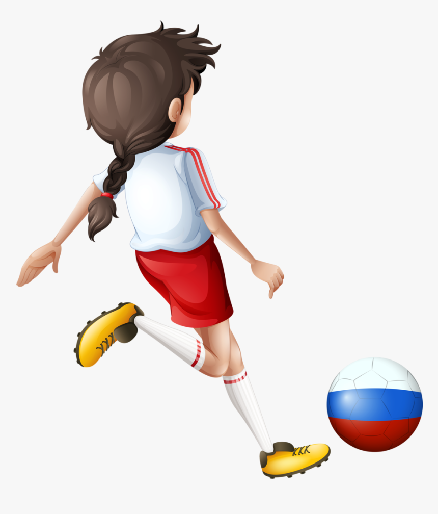 Girl Playing With Israel Soccer Ball Flag Game, Soccer - Girl Playing Soccer Cartoon, HD Png Download, Free Download