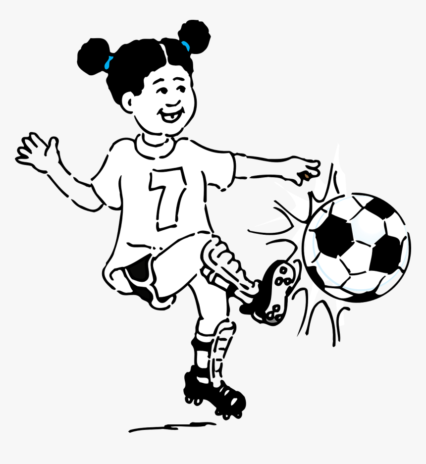 Playing Soccer Clipart Black And White, HD Png Download, Free Download