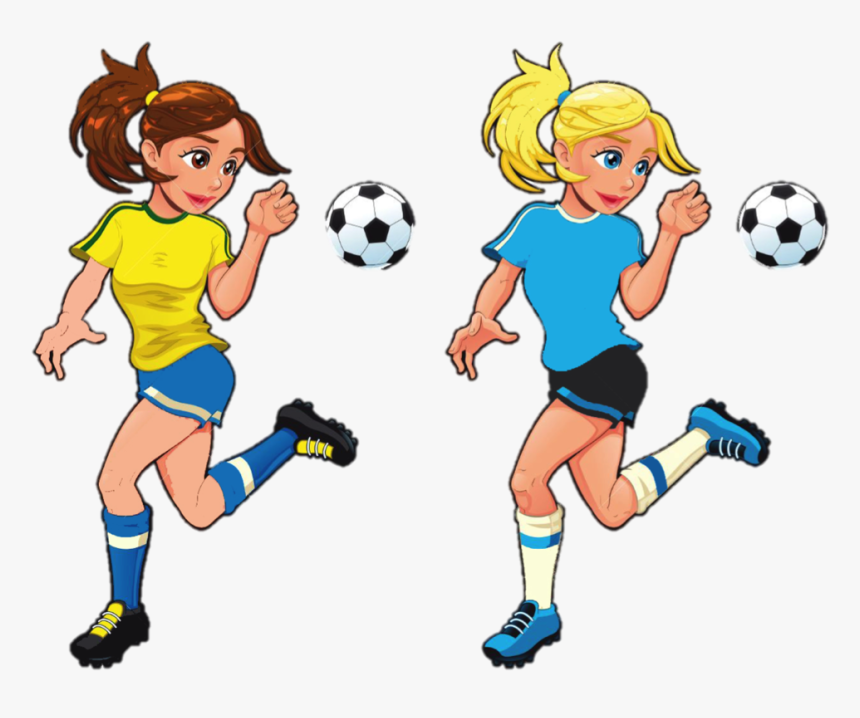 Play Clipart Female Soccer Player - Soccer Player Cartoon Girl, HD Png Download, Free Download