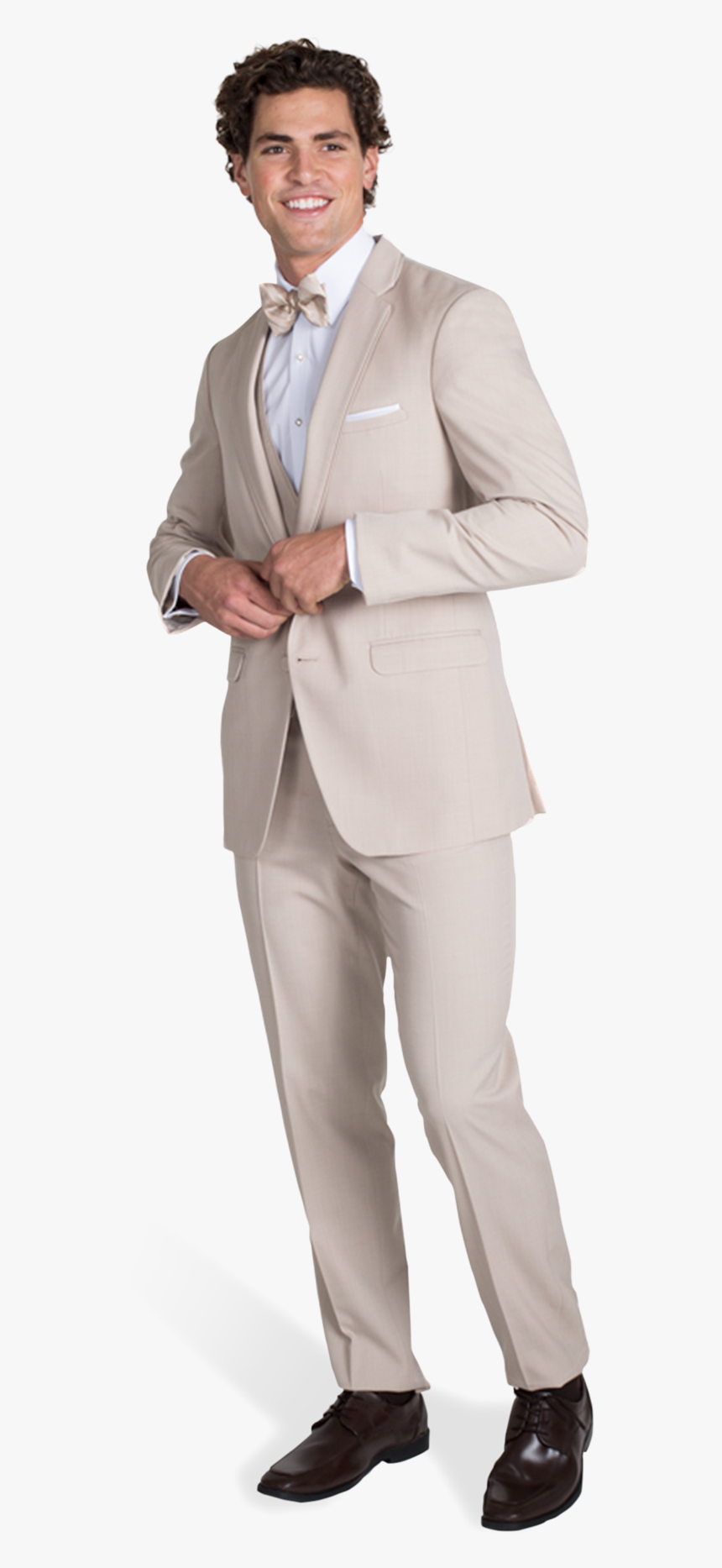 Tan Notch Lapel Suit - Tuxedo, HD Png Download, Free Download