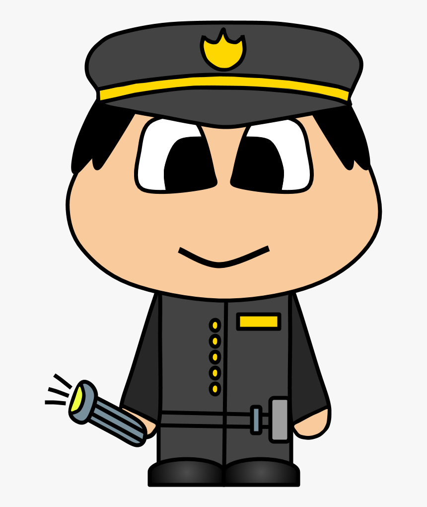 Policeman, Shield, Flashlight, Big Eyes, Cartoon Person - Cartoon Person With Stitches, HD Png Download, Free Download