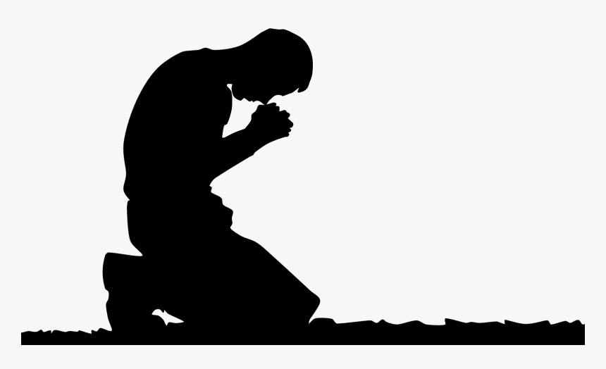Praying Hands Prayer Kneeling Man Clip Art - Man Praying Silhouette, HD Png Download, Free Download