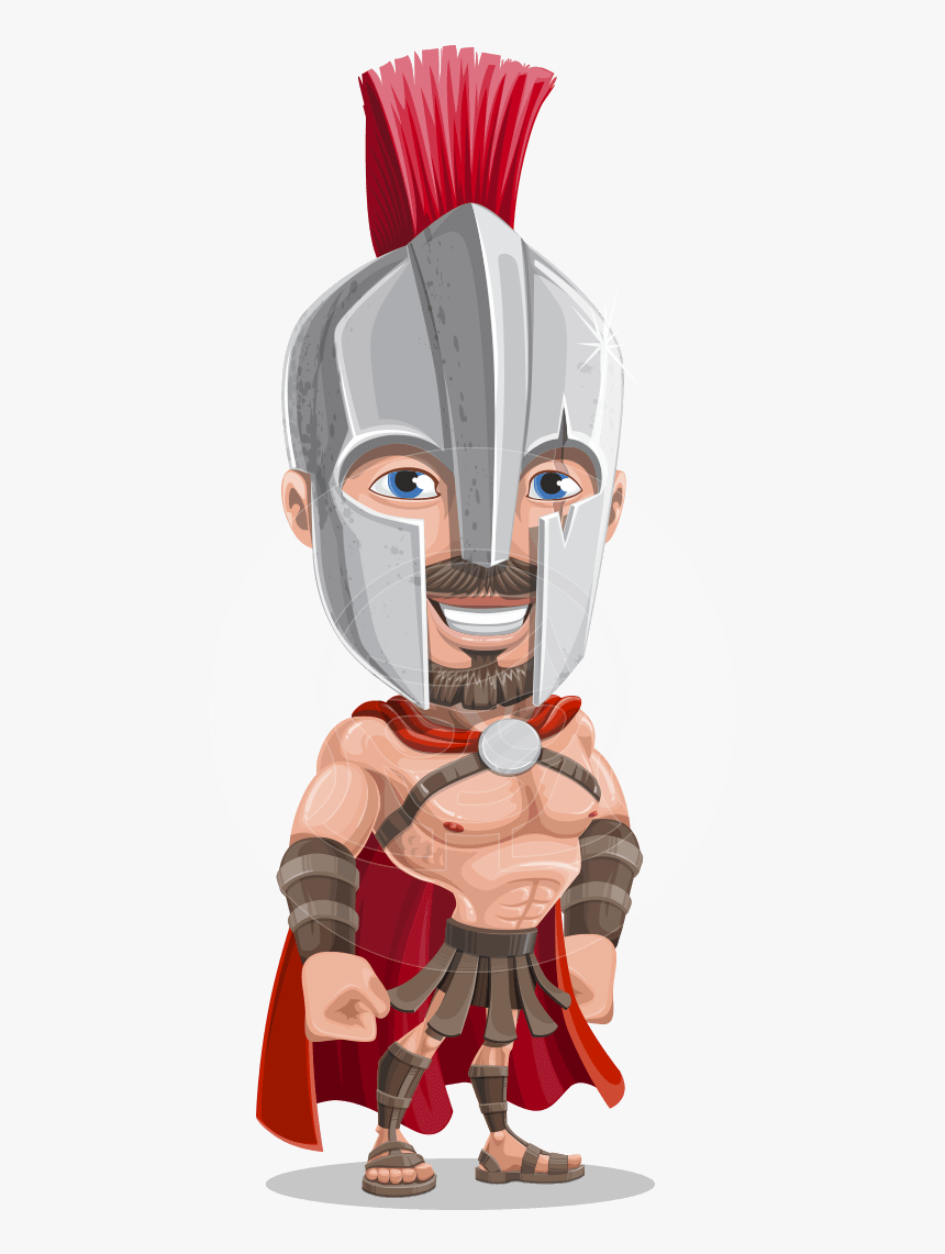 Spartan With Helmet Cartoon Vector Character Aka Spartos - Spartan Cartoon Png, Transparent Png, Free Download
