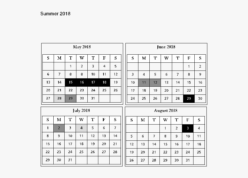 Fall Semester 2018 Calendar, HD Png Download, Free Download