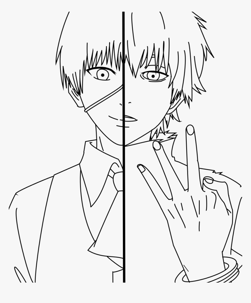 Quick Tokyo Ghoul Coloring Pages Ken Kaneki Lineart, HD Png Download, Free Download