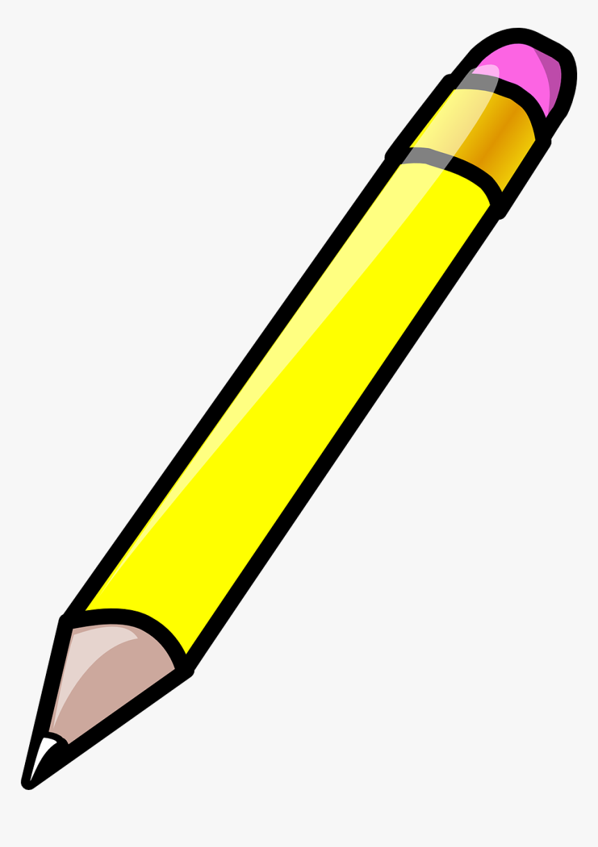 Pencil, Eraser, Rubber, Yellow, Write, Sketch, Draw - Crayon Clipart, HD Png Download, Free Download