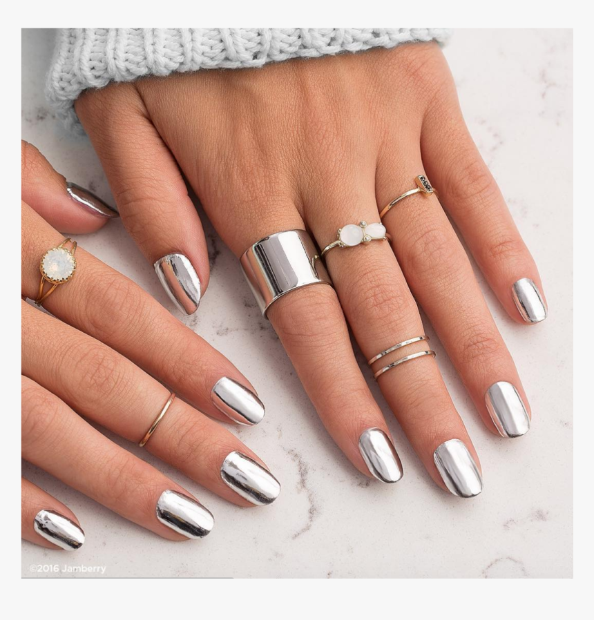 Chrome Silver Metallic Nails, HD Png Download, Free Download