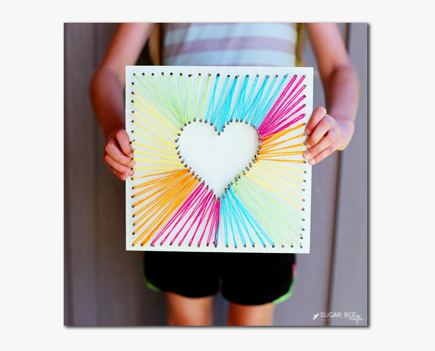 Heart String Art With Yar - Heart String Art, HD Png Download, Free Download