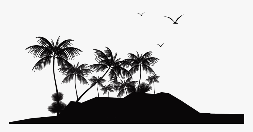 Tropical Islands Resort Silhouette Island Beach Clip - Tropical Island Silhouette Png, Transparent Png, Free Download