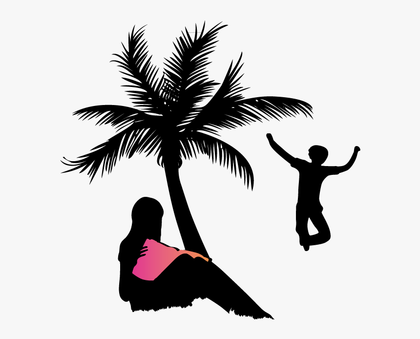 People Silhouettes On The Beach Png Download - Silhouette, Transparent Png, Free Download