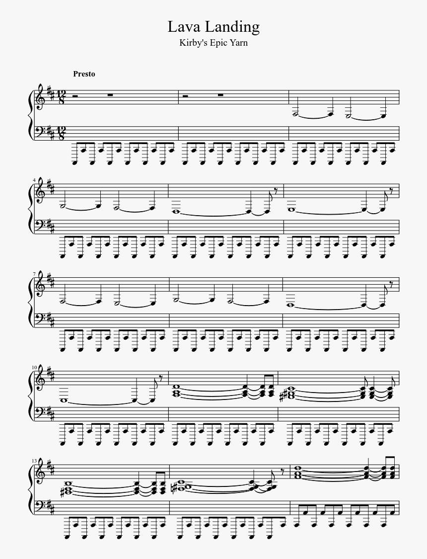 Kirbys Epic Yarn Sheet Music, HD Png Download, Free Download