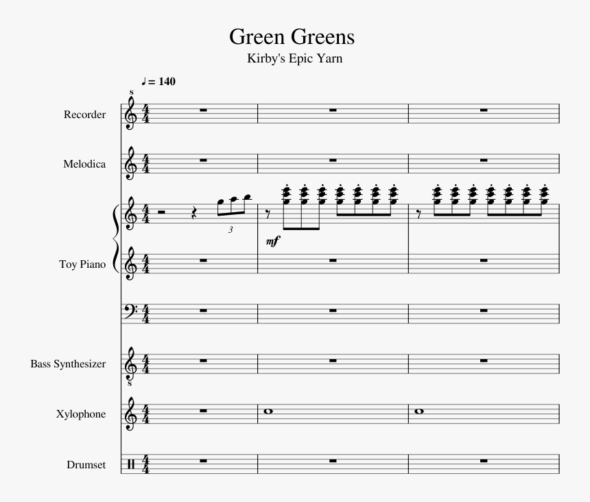 Kirby Epic Yarn Green Greens Piano, HD Png Download, Free Download